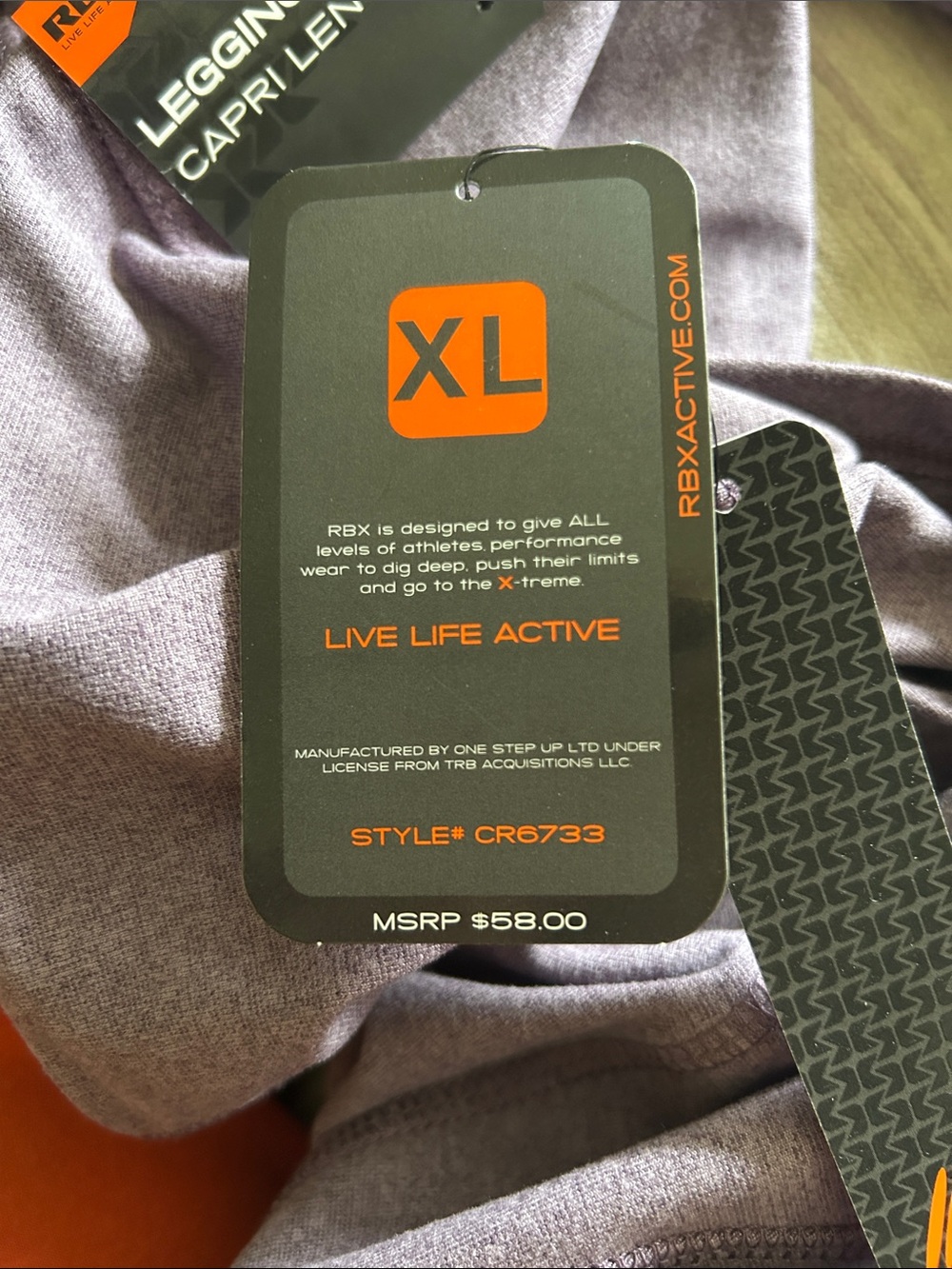 NWT RBX Lavender Heather High-Rise Workout Legging Capri Style XL - Picture 5 of 5